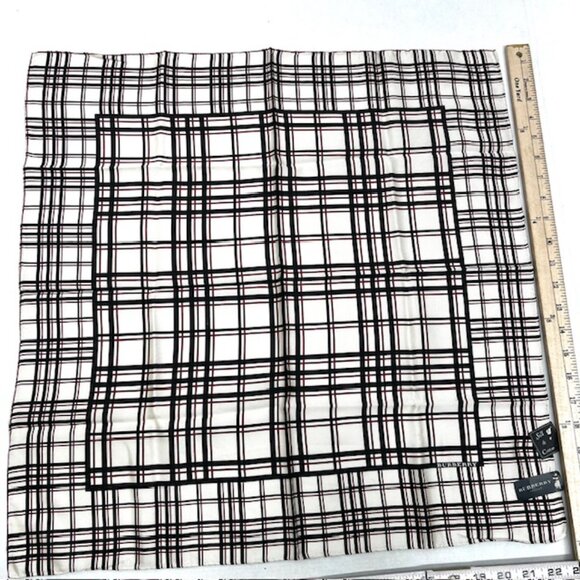New Tag Men/Women   Burberry  Bandana /MiniScarf 23" Silk Cotton Ivery Blk(9 - Picture 10 of 10